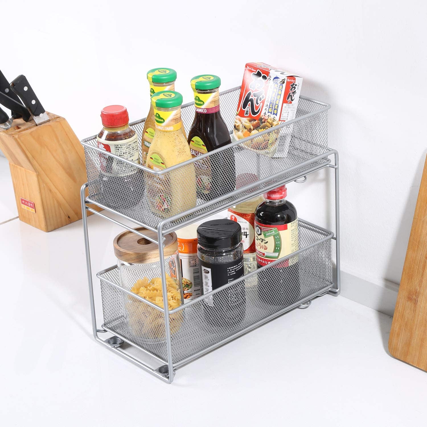 Stackable Cabinet Organizer Pull Out Drawer for Kitchen under Sink Storage,2 Tier