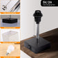 Bedside Table Lamp - Pull Chain Table Lamp with 2 USB Charging Ports, Solid Bedroom Lamps with Gray Fabric Shade Nightstand Light for Living Room, Office, Reading (LED Bulb Included)