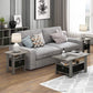 Andrey Set of 2 End Table / Side Table / Night Stand / Bedside Table with Bin Drawer, French Oak Grey