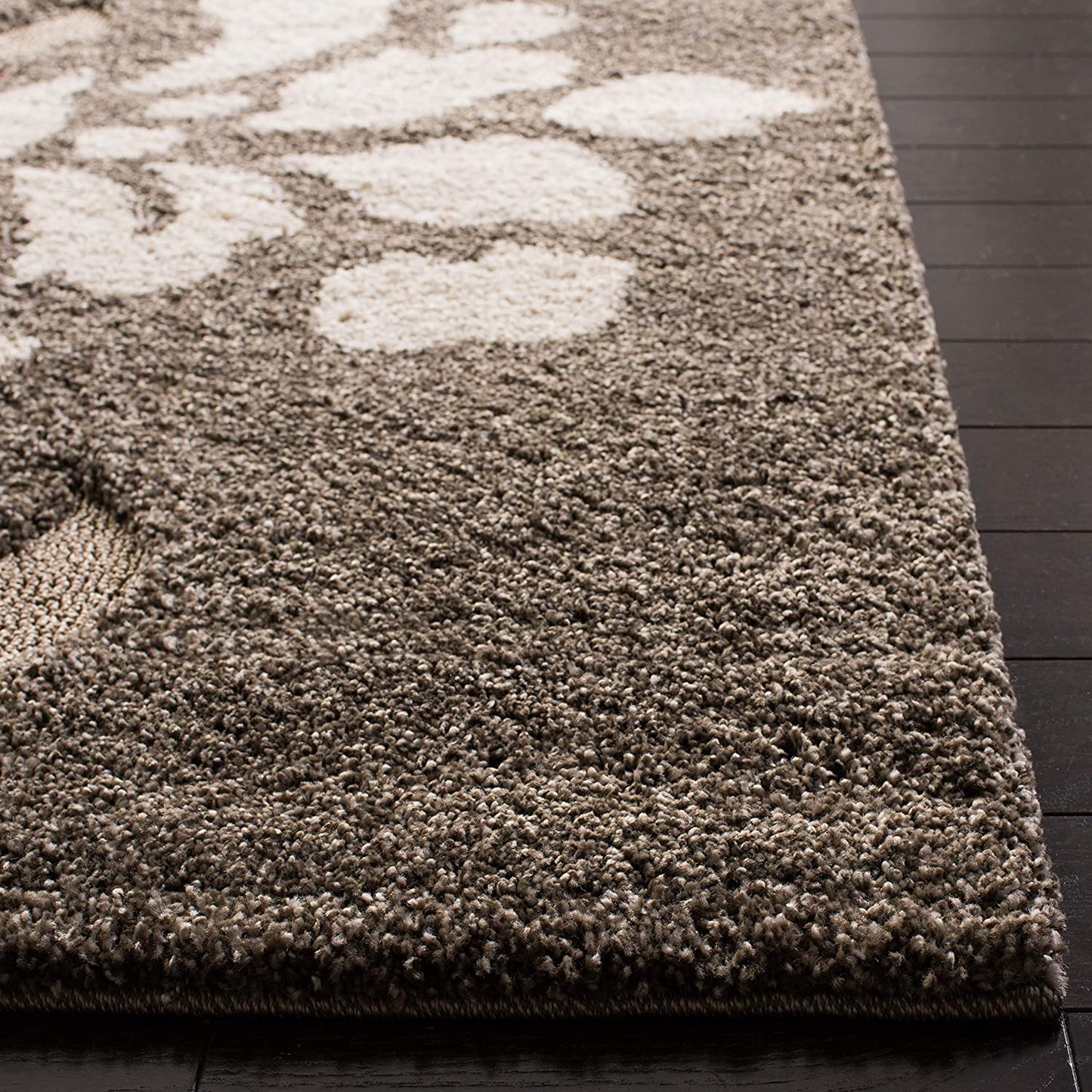 Florida Shag Collection 3'3" X 5'3" Smoke / Beige SG464 Floral Non-Shedding Living Room Bedroom Dining Room Entryway Plush 1.2-Inch Thick Area Rug