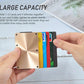 Metal Wallets for Men with Money Clip - Slim Minimalist Aluminum Wallet Credit Card Holder RFID Blocking(Cd Raised Grain, Golden)