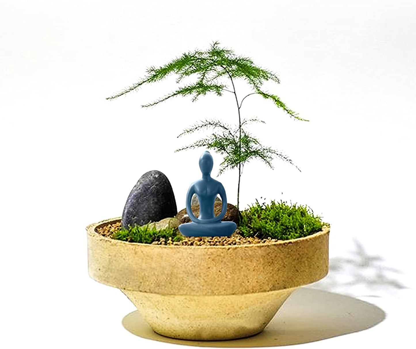 Yoga Pose Statue Zen Decor Figurine Ceramic Blue Yoga Figure Sculpture for Home Desk Decor, 2.1 Inch X 3.3 Inch, 1 PCS