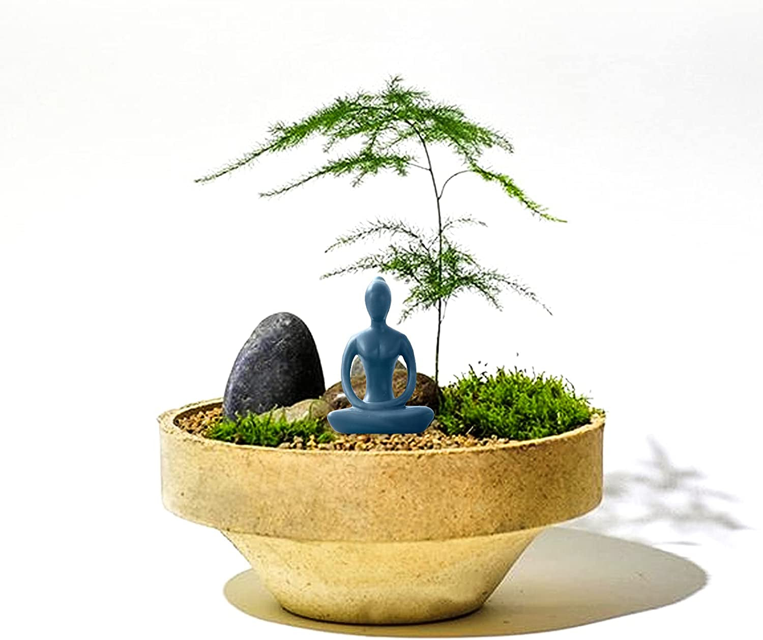 Yoga Pose Statue Zen Decor Figurine Ceramic Blue Yoga Figure Sculpture for Home Desk Decor, 2.1 Inch X 3.3 Inch, 1 PCS