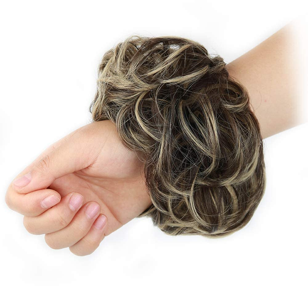 1PCS Messy Hair Bun Hair Scrunchies Extension Curly Wavy Messy Synthetic Chignon for Women Updo Hairpiece