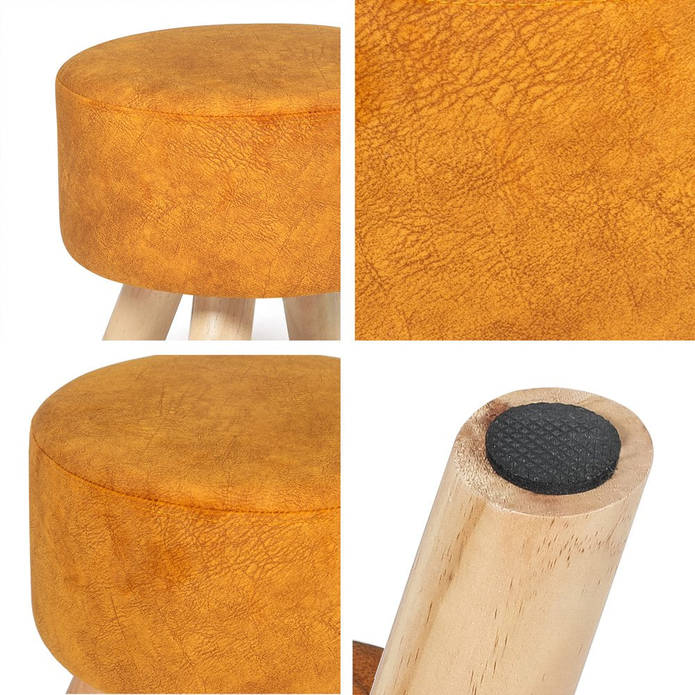 round Ottoman Velvet Foot Rest Stool Orange
