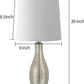 Modern Table Lamps Set of 2 for Living Room 20" Nightstand Lamp with Fabric Shade Glass Bedside Desk Lamp for Bedroom Kid'S Room Girls Room Office Glass Silver