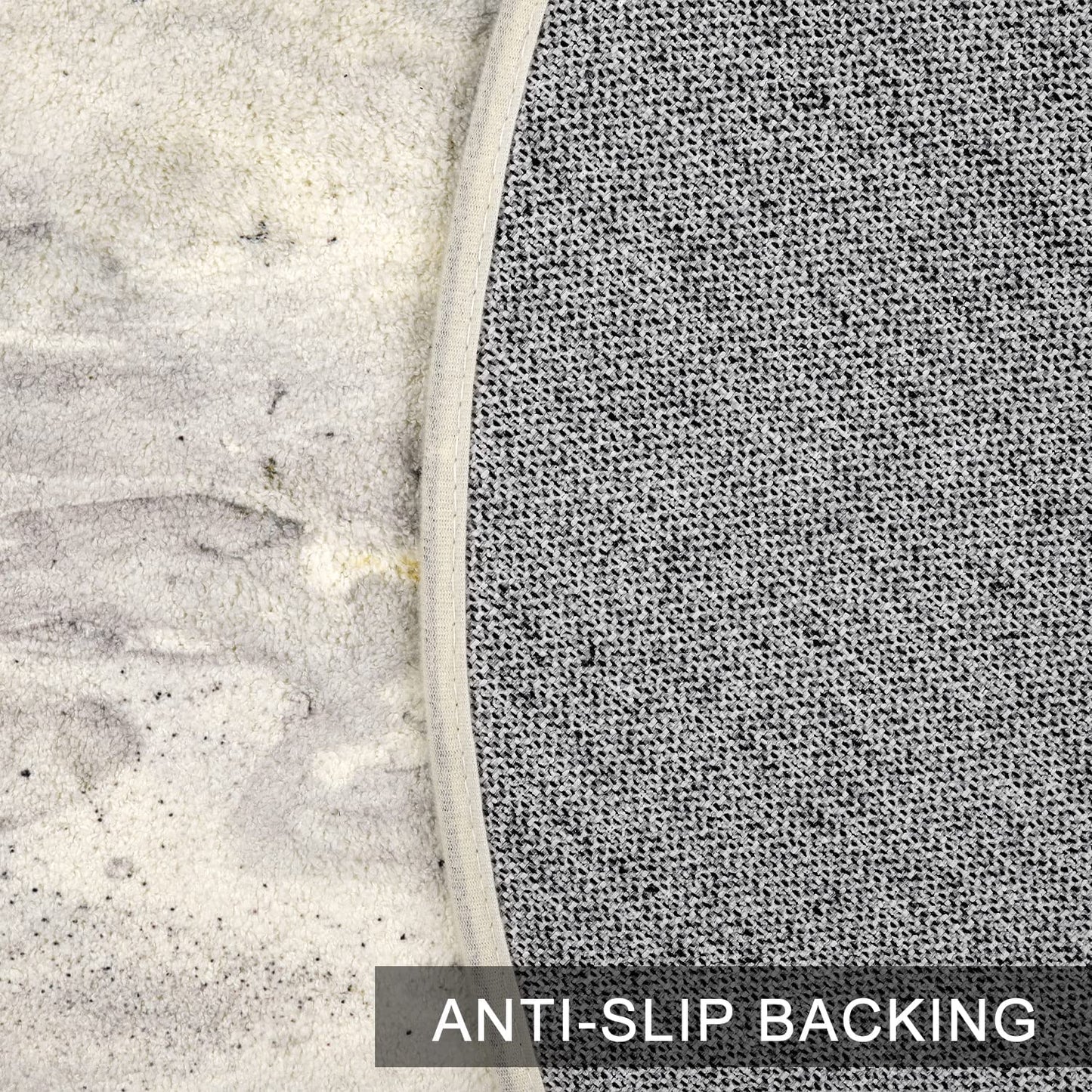 round Area Rugs 3' Diameter Modern Abstract Beige Marble Throw Rugs Super Soft Velvet Non-Slip Chic Distressed Accent Floor Carpet for Bedroom Living Room Nursery Decor