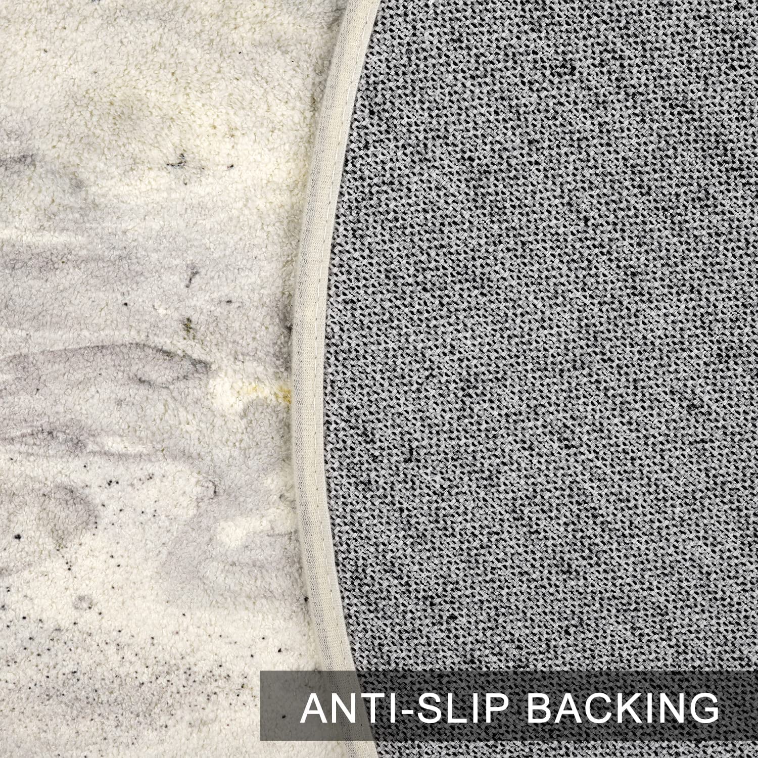 round Area Rugs 3' Diameter Modern Abstract Beige Marble Throw Rugs Super Soft Velvet Non-Slip Chic Distressed Accent Floor Carpet for Bedroom Living Room Nursery Decor