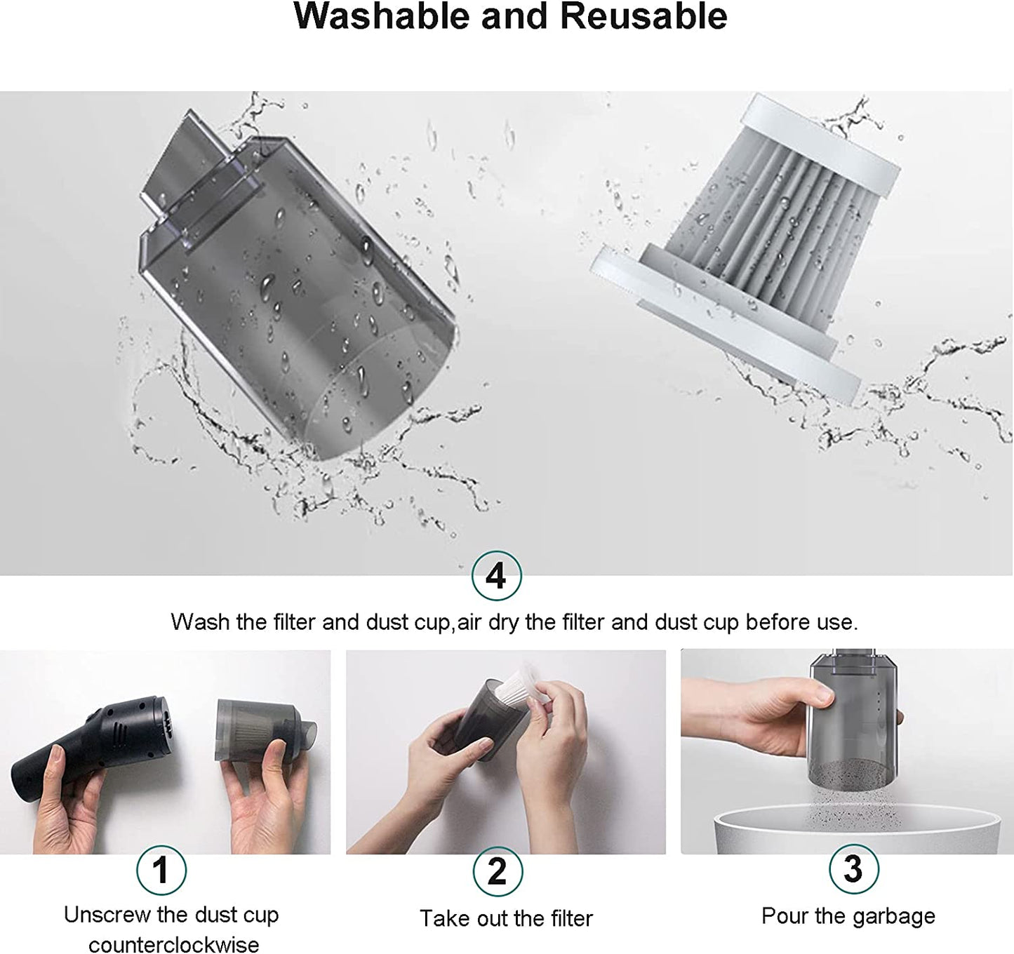Portable Mini Car Vacuum Cleaner High Power Cordless(400G),Handheld Vacuum Cordless,Hand Vacuum Cordless Rechargeable,Handheld Vacuum Cleaner for Car/Desk V06