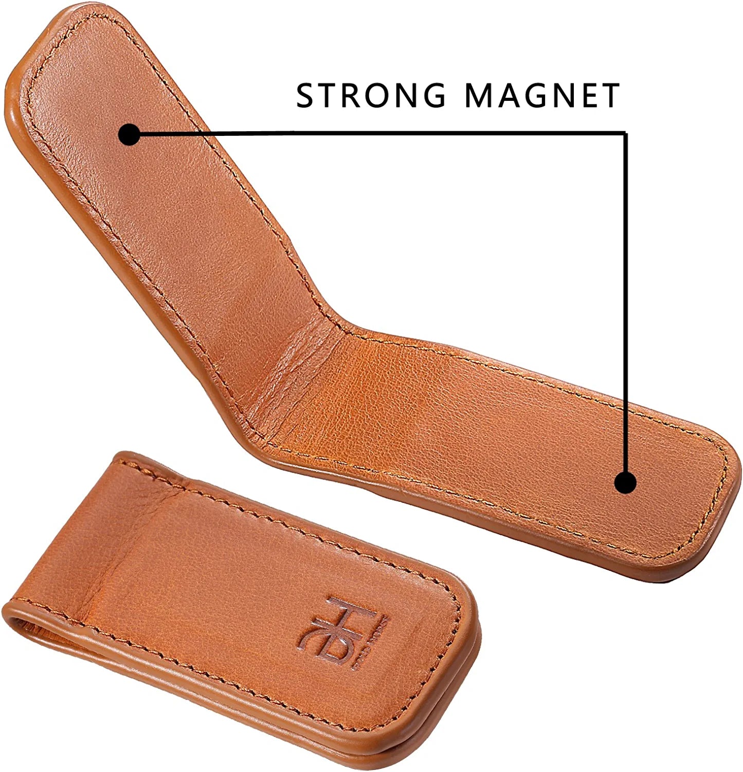 Slim Magnetic Money Clip Genuine Leather Business Card Holder for Men
