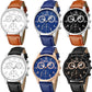 6 Pack Men'S Leather Quartz Watch Geneva Boys Casual Dress Wrist Band Watches Wholesale Lots Set
