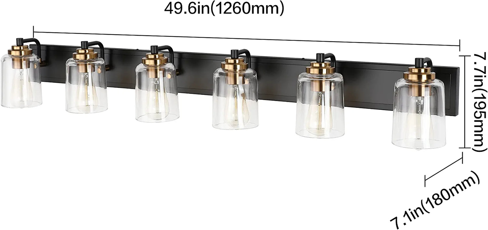 Bathroom Vanity Light Black and Bronze Durable Glass Globe Vintage Stylish Lighting 6 Lights(8580)