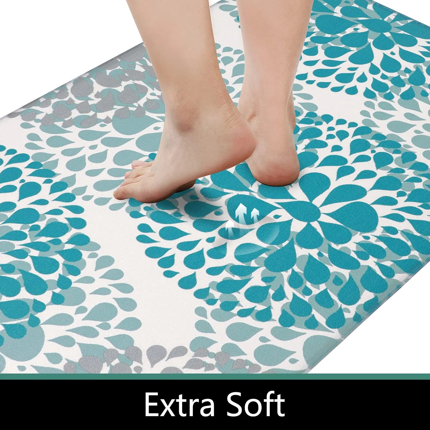Kitchen Rugs Set anti Fatigue Kitchen Floor Mat Easy to Clean 2Piece Non Slip Comfort PVC Leather Heavy Duty Standing Mats Indoor Outdoor(17.3"×28" and 17.3"×47")