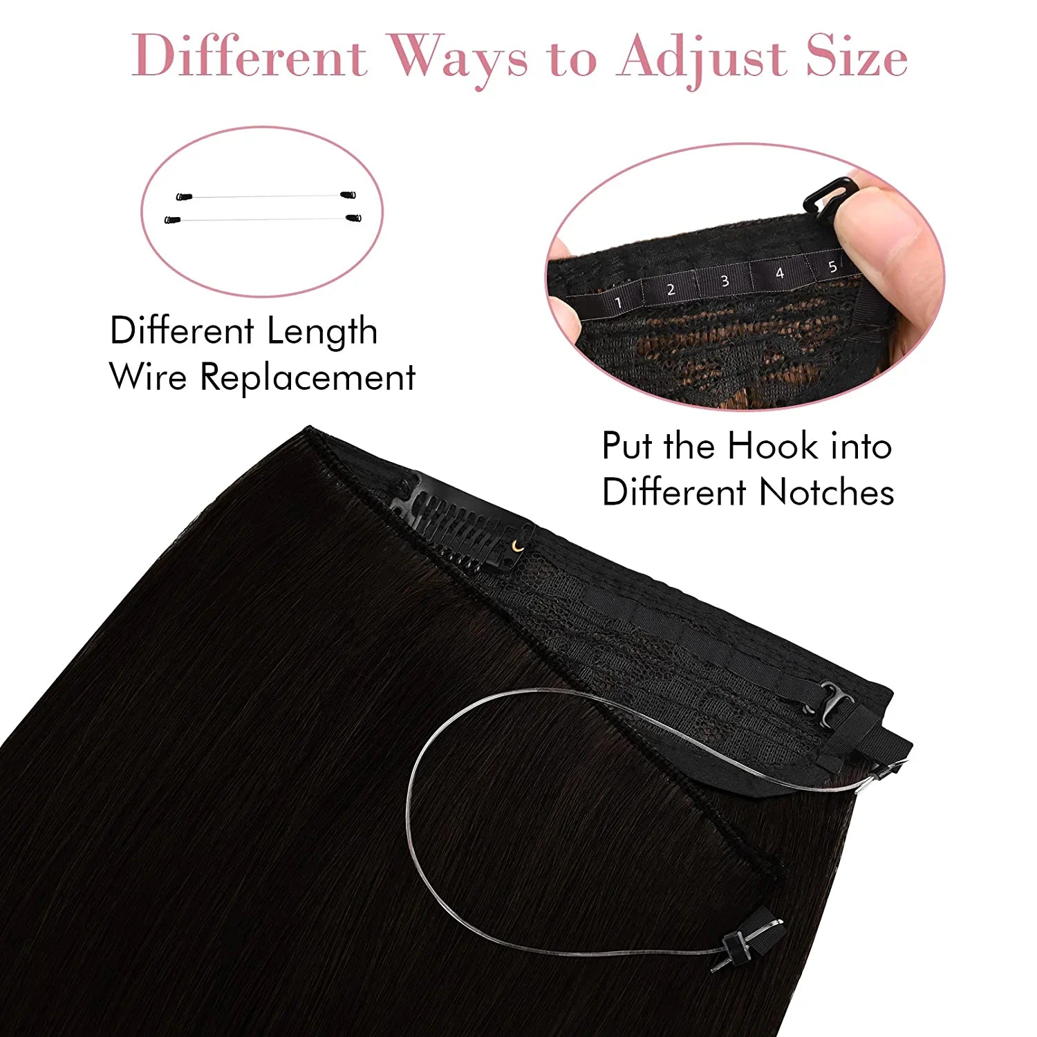 REECHO Invisible Wire Hair Extensions with Transparent Headband Adjustable Size Removable Secure Clips in Curly Wavy Secret Hairpiece for Women 20 Inch - Light Blonde