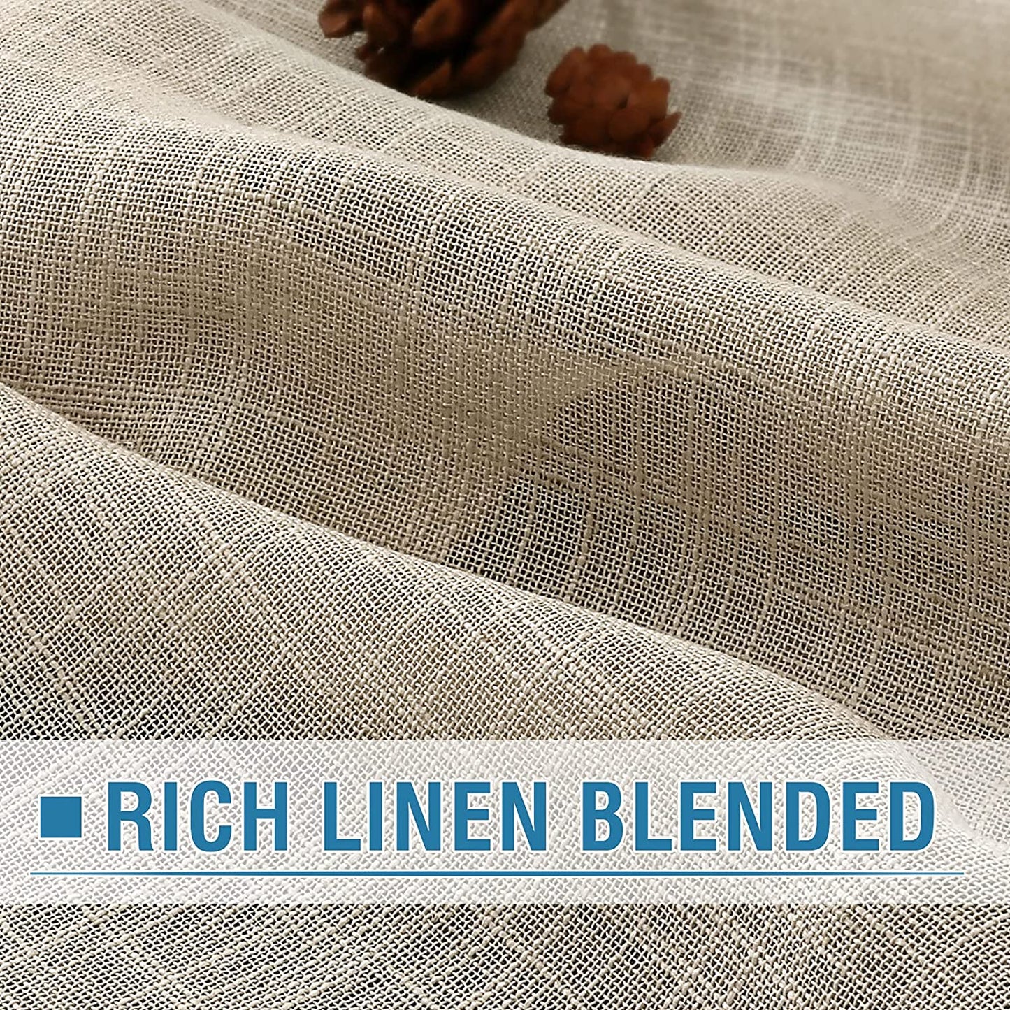 Linen Curtains Natural Linen Blended Curtains for Living Room Burlap Linen Textured Curtains Light Filtering Nickel Grommet Curtains Bedroom Curtains 2 Panel Sets Privacy Added, 52" X 84", Angora