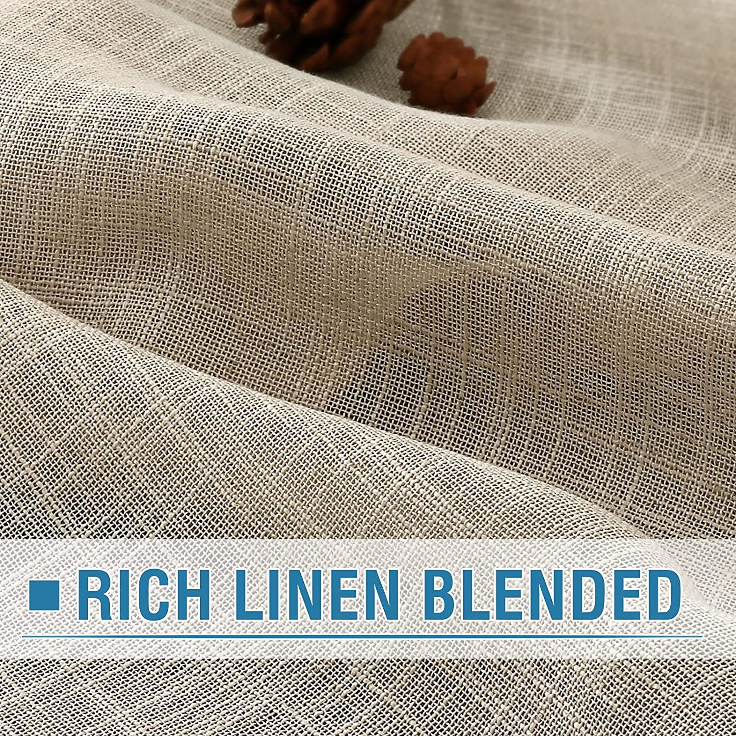 Linen Curtains Natural Linen Blended Curtains for Living Room Burlap Linen Textured Curtains Light Filtering Nickel Grommet Curtains Bedroom Curtains 2 Panel Sets Privacy Added, 52" X 84", Angora
