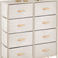 Wide Modern 8-Drawer Dresser Storage Unit, Sturdy Steel Frame, Wood Top, Easy-Pull Wood Handles/Fabric Bins, Organizer for Bedroom, Hallway, Entryway, Closet, Margo Collection, Cream/Gold