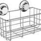 Suction Cup Deep Shower Caddy Bath Wall Shelf for Large Shampoo Shower Gel Holder Bathroom Storage - Rustproof Stainless Steel