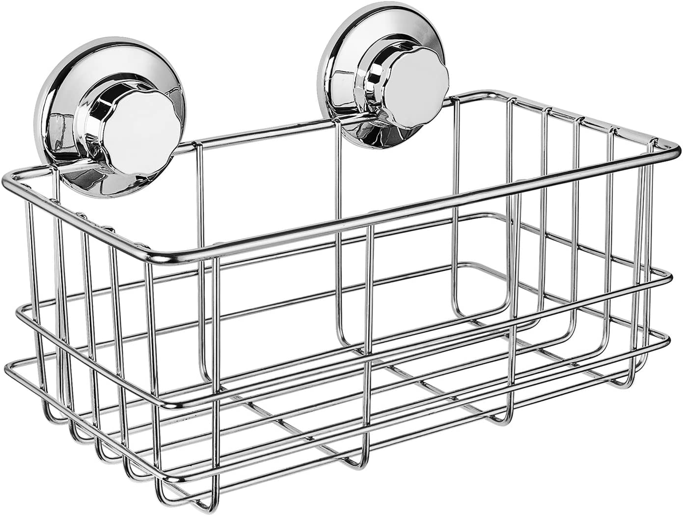 Suction Cup Deep Shower Caddy Bath Wall Shelf for Large Shampoo Shower Gel Holder Bathroom Storage - Rustproof Stainless Steel