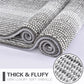 Bathroom Rugs and Mats Sets, 2 Piece Thick Absorbent Chenille Bath Mat Rug Set Non Slip, Soft Shaggy Bath Room Floor Mats for Bathroom, Machine Washable (20" X 47" plus 16" X 24", Gray)