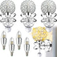 4 Pack Crystal Wall Sconces Lighting Silver Crystal Wall Lights with E14 Socket Bulbs Wall Lamp Sconce for DIY Home Decor Bedroom Living Room Hallway