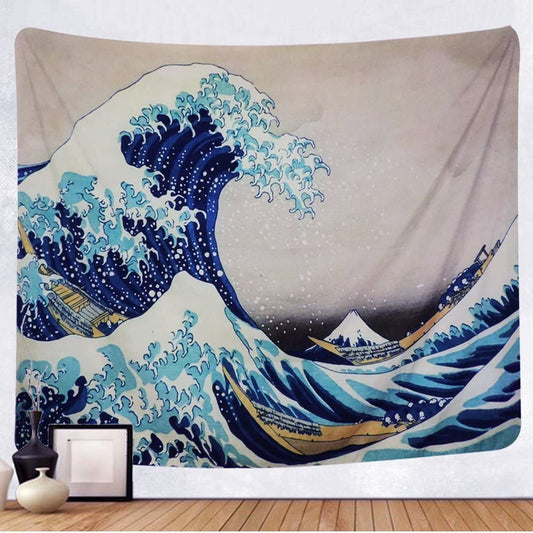Tapestry Wall Hanging, Great Wave Kanagawa Wall Tapestry with Art Nature Home Decorations for Living Room Bedroom Dorm Decor in 51X60 Inches…