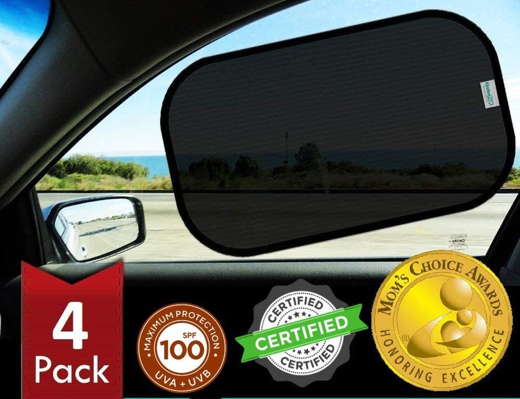 Car Window Shade (4Pack)-The Only Certified Car Window Sun Shade for Baby Proven to Block 99.95% UVR - Mom'S Choice Gold Award Winning -Car Window Shade for Baby- Car Seat Sun Protection