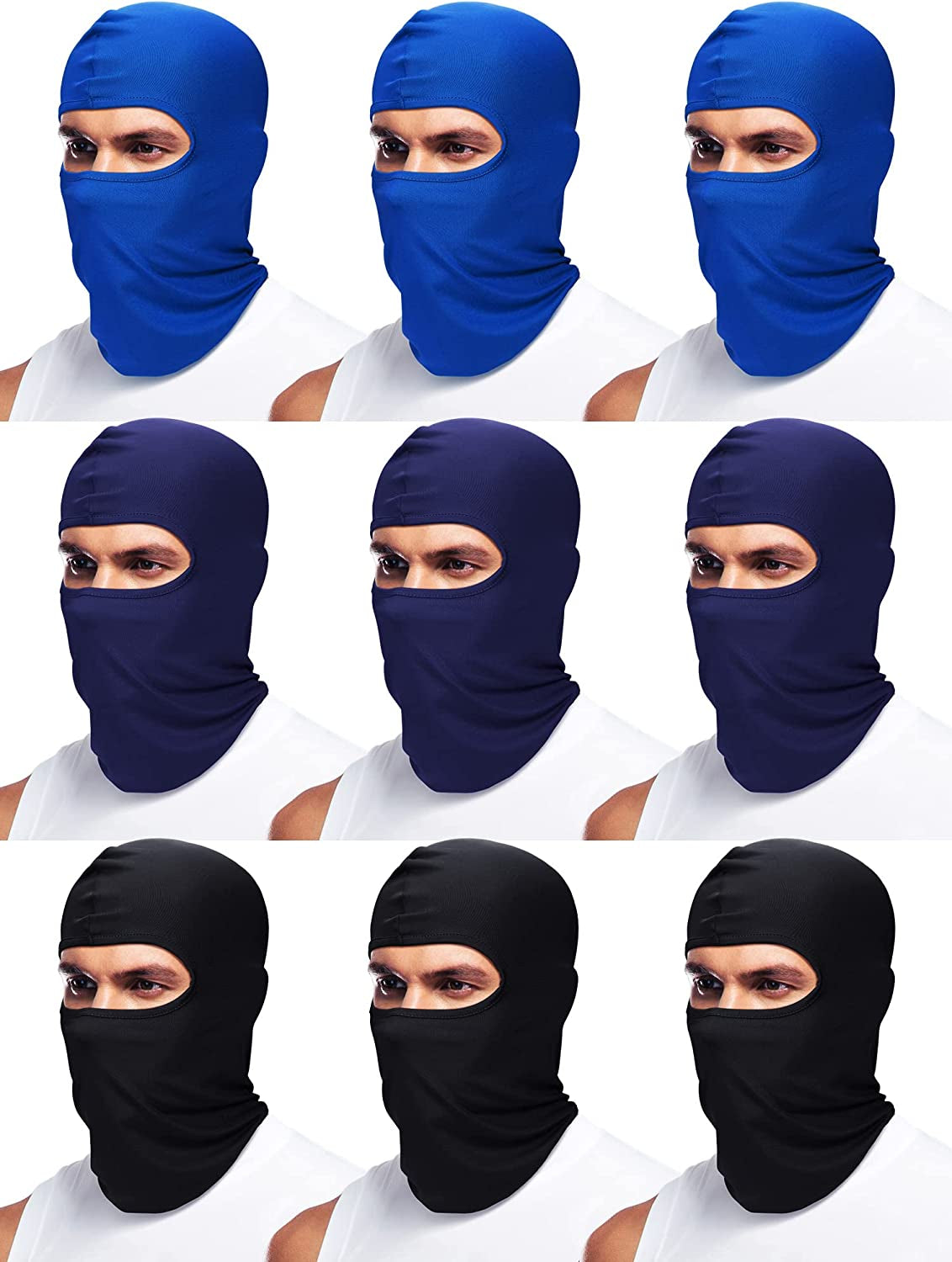 SATINIOR 9 Pcs Ski Mask for Men Full Face Helmet Mask Balaclava Winter Neck Gaiter Outdoor Cycling Windproof Hood