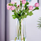 Flower Glass Vase for Decor Home Handmade Modern Large Flower Vases for Centerpieces Living Room Kitchen Office Wedding 8.7 Inch ( Iridescent Clear )