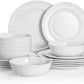Dinnerware Set, 18-Piece Melamine Dishes Set, Dinner Service for 6 with Bowls and Salad Dinner Plates, White