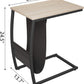 Sofa Side Table, C Table End Table with Side Pocket, Snack Table for Living Room Couch, French Oak Grey