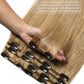 ROSEBUD Clip in Hair Extensions REMY Human Hair 8Pcs 18 Clips 65G/Set 14 Inch