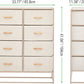 Wide Modern 8-Drawer Dresser Storage Unit, Sturdy Steel Frame, Wood Top, Easy-Pull Wood Handles/Fabric Bins, Organizer for Bedroom, Hallway, Entryway, Closet, Margo Collection, Cream/Gold