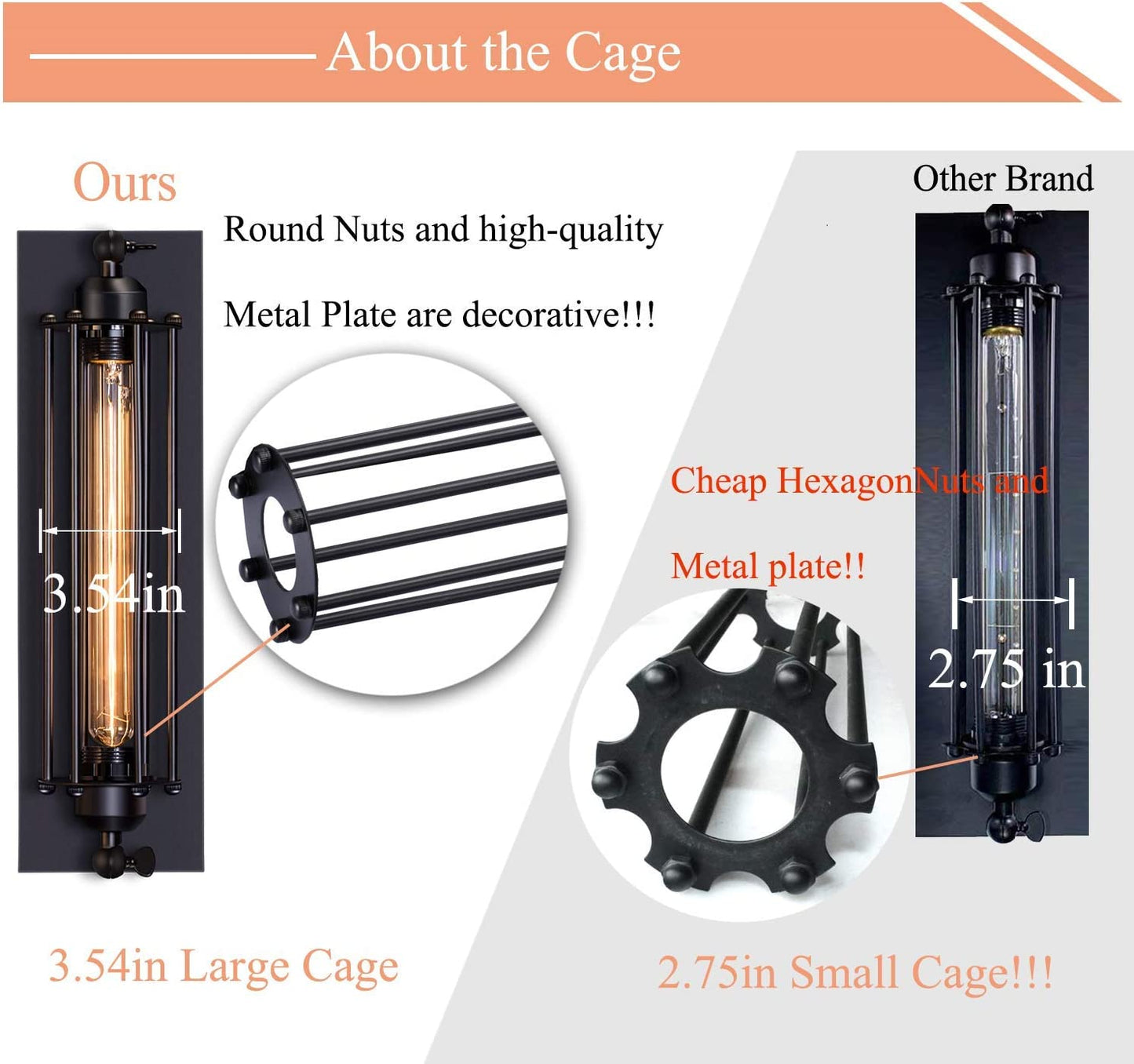 Sconces Wall Lighting, Industrial Black Wall Sconces Antique Wall Light Fixtures for Bedside, Bar, Restaurant, Hallway, Indoor&Outdoor Wall Decor, E26 & E27 Bar Lights, UL Approval, 2 Pack