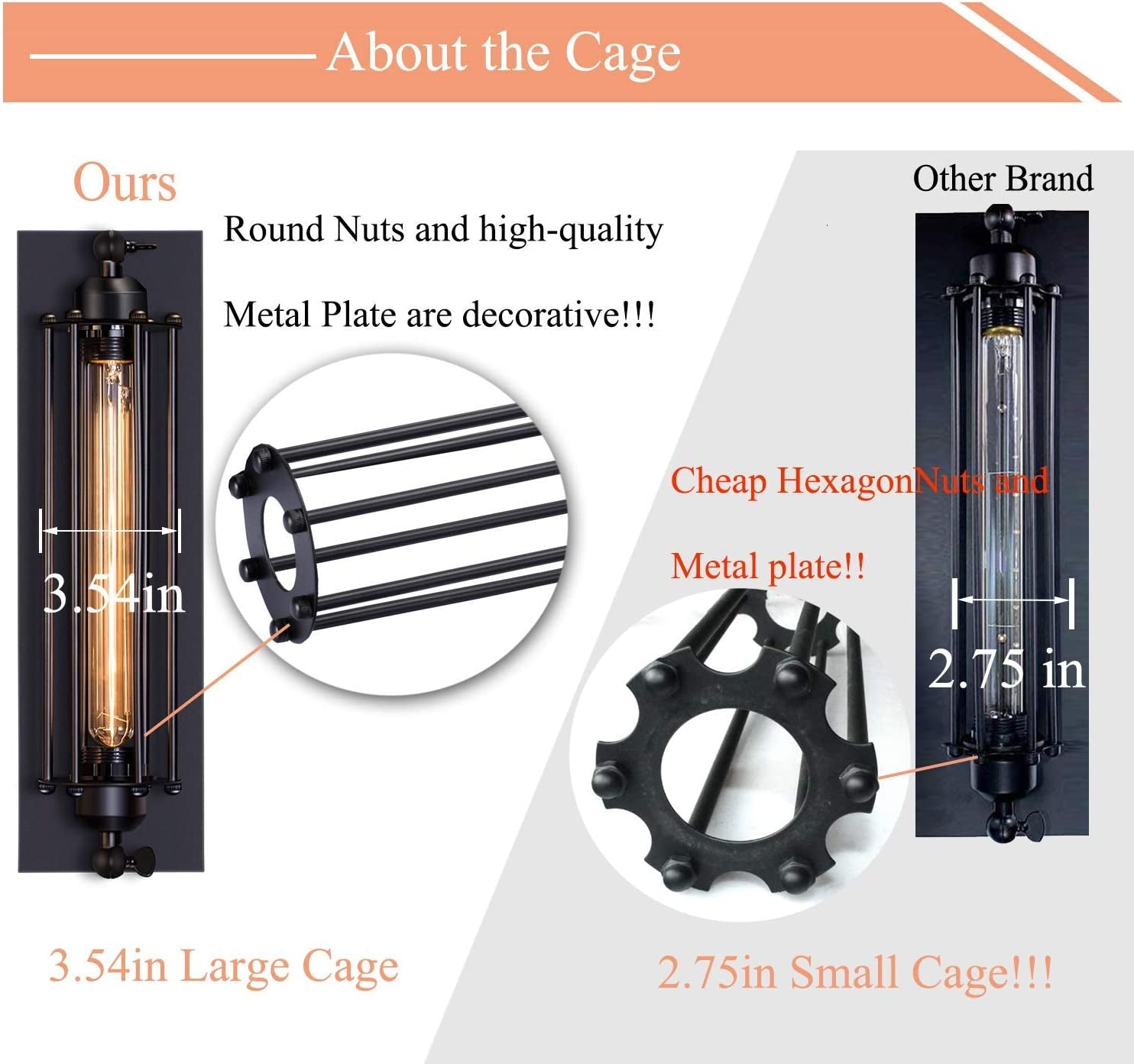 Sconces Wall Lighting, Industrial Black Wall Sconces Antique Wall Light Fixtures for Bedside, Bar, Restaurant, Hallway, Indoor&Outdoor Wall Decor, E26 & E27 Bar Lights, UL Approval, 2 Pack