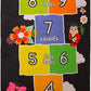 Hopscotch Rug - Kids Rug - Playroom Rug for Kids Room, Daycare, Nursery - Cute Indoor or Outdoor Play Carpet for Children - Fun, Educational Games for Boys & Girls (Black)