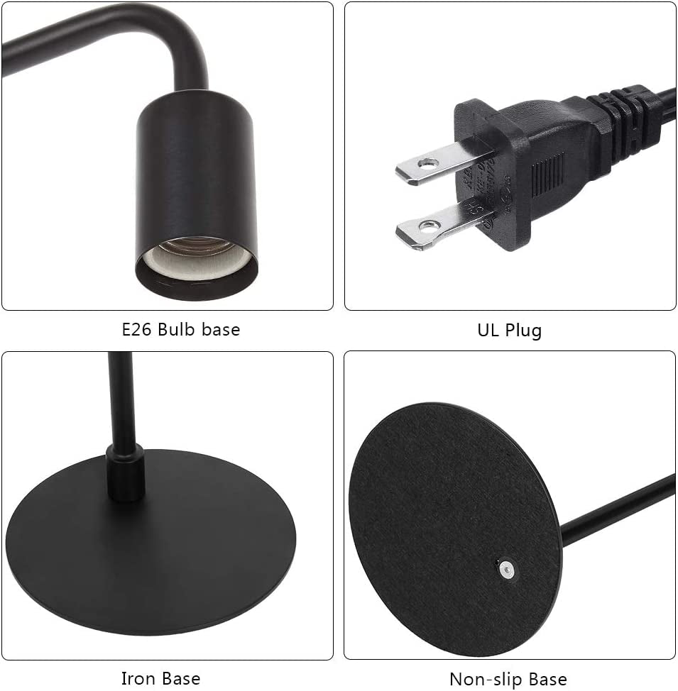 Industrial Table Lamp Set of 2, Small Black Metal Desk Lamp for Bedroom Nightstand Dressers Office Living Room Coffee Table College Dorm