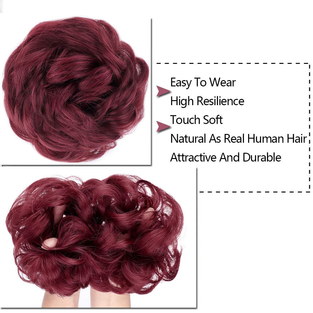 1PCS Messy Hair Bun Hair Scrunchies Extension Curly Wavy Messy Synthetic Chignon for Women Updo Hairpiece