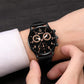 6 Pack Men'S Leather Quartz Watch Geneva Boys Casual Dress Wrist Band Watches Wholesale Lots Set