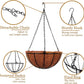 2 Pack Metal Hanging Planter Basket with Coco Coir Liner Chain round Wire Plant Holder Flower Pots Hanger Garden Decoration Porch Decor Watering Hanging Baskets Indoor Outdoor (12INCH)