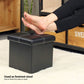 Storage Ottoman with Faux Leather Foldable Small Square Foot Rest Stools Coffee Table Black 11.8"X 11.8" X 11.8"