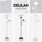 67136 72" Torchiere Floor Lamp + Adjustable Reading Light, Matte White, Frosted Plastic Shade, 3-Step Rotary Switch on Floor Lamp Socket, Home Improvement, Home Office Accessories