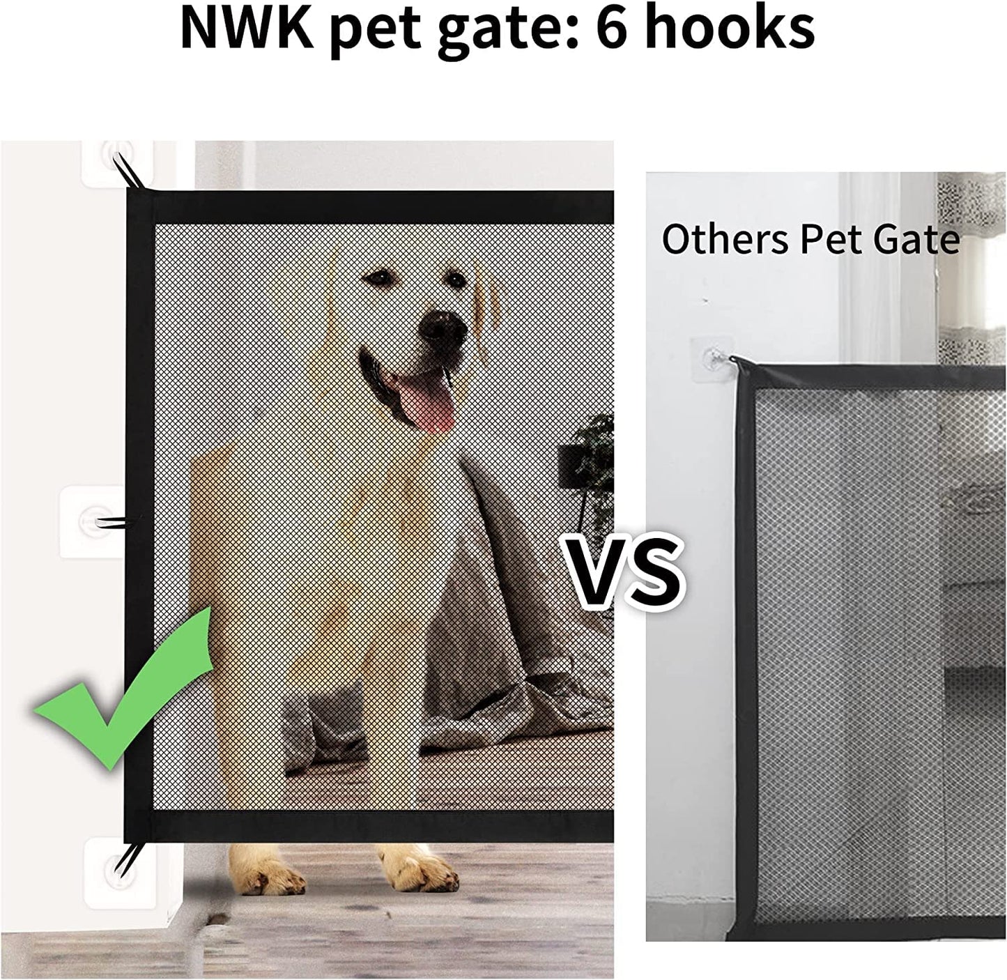 Magic Pet Gate for the House Stairs Providing a Safe Enclosure for Pets to Play and Rest, 12 Hooks (30'' X 70'')