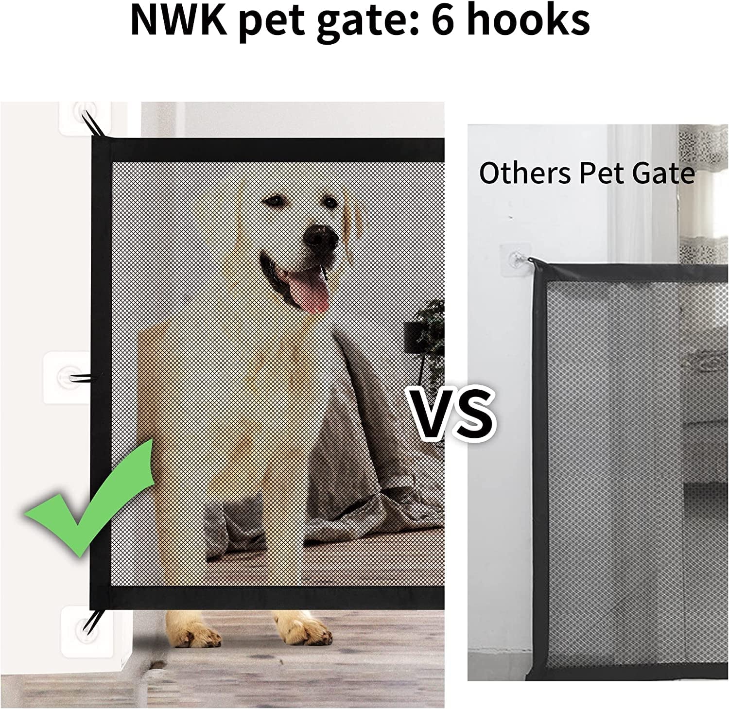 Magic Pet Gate for the House Stairs Providing a Safe Enclosure for Pets to Play and Rest, 12 Hooks (30'' X 70'')