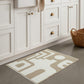Abstract Geometric Rug 2' X 3' Washable Small Bathroom Rugs Modern Khaki Cotton Woven Door Mat Concise Reversible Carpet for Bedroom Hallway Entryway Laundry Room