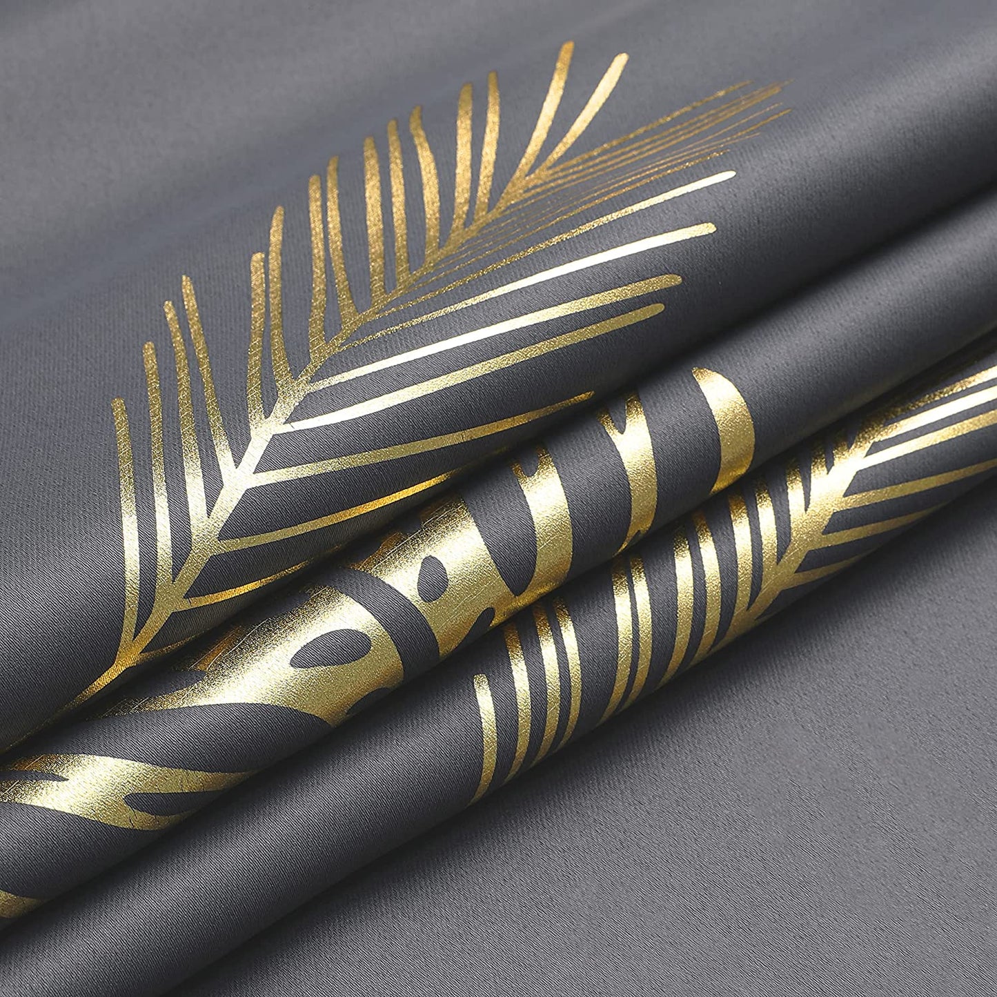 Blackout Curtains for Bedroom Living Room Palm Tree and Wheat Pattern Thermal Insulated Window Curtain Panels for Dining Room, 42Wx84L, Dark Grey, 1Pair