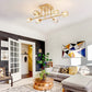 6-Light Industrial Semi Flush Mount Ceiling Light Fixture Brushed Gold, 24 Inch Modern Sputnik Chandelier Farmhouse Lighting for Kitchen Island Dining Living Room Bedroom Foyer Entry