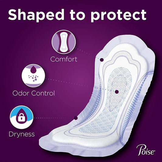 Poise Incontinence Pads, Light Absorbency, Regular Length, 120 Count (4 Packs of 30), Packaging May Vary