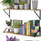 Bora 36 Inch Large Floating Shelves for Wall Storage, Floating Bookshelf Set of 3, Burned Wood Wall Shelves for Books