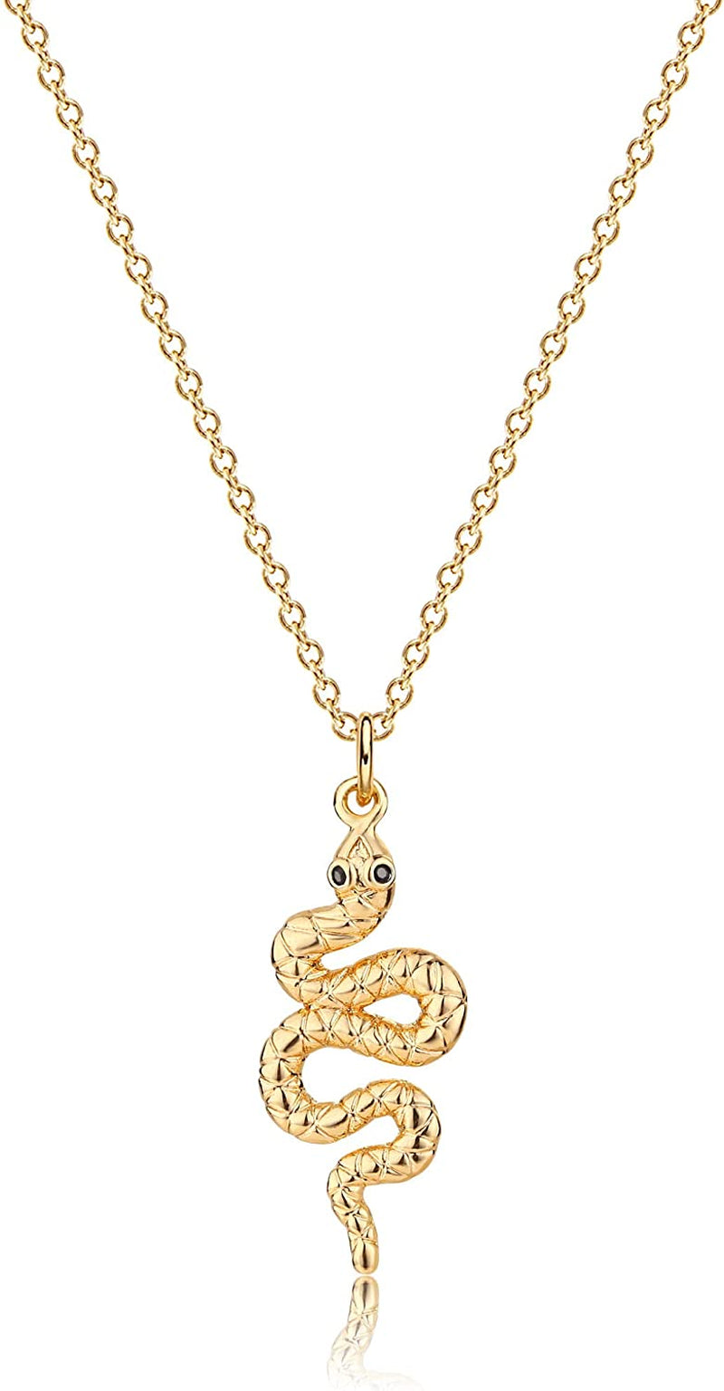 Animal Necklace for Women 18K Gold Filled Dainty Butterfly Pendant Stereoscopic Snake Necklace Eagle Necklace Gold Jewelry Gift for Her